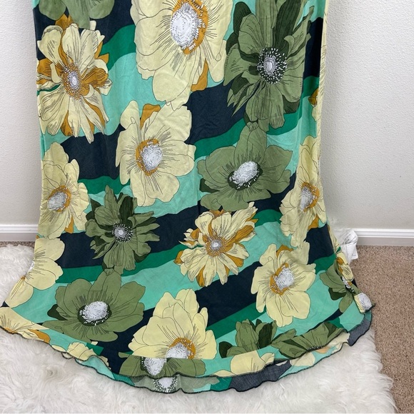 O'Neil Ellis Floral Ruffle Maxi Slip dress summer beachy maxi dress size: XL - Picture 7 of 13